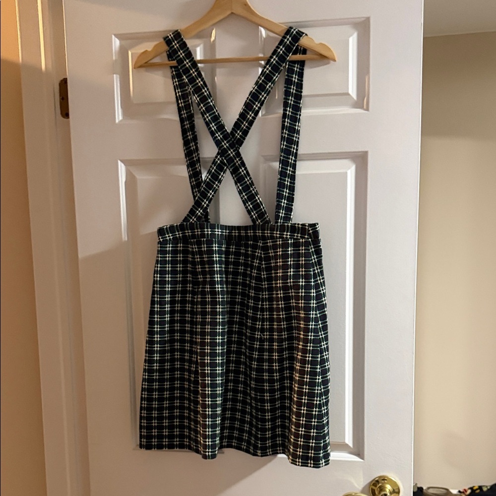 Maeve Plaid Pinafore Dress in Green and White - Picture 3 of 9